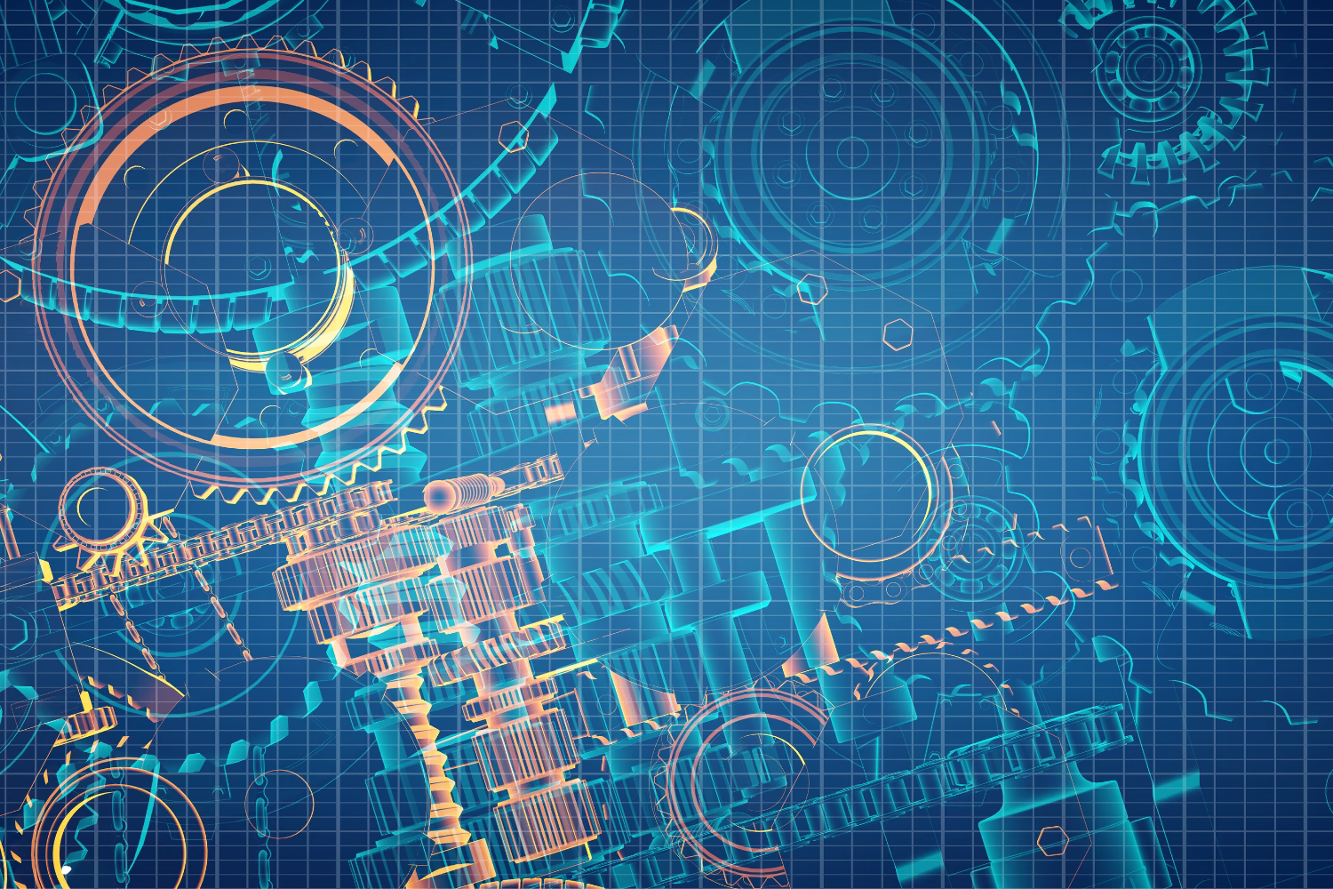 Technical blueprint style illustration of ship machinery and engineering schematics