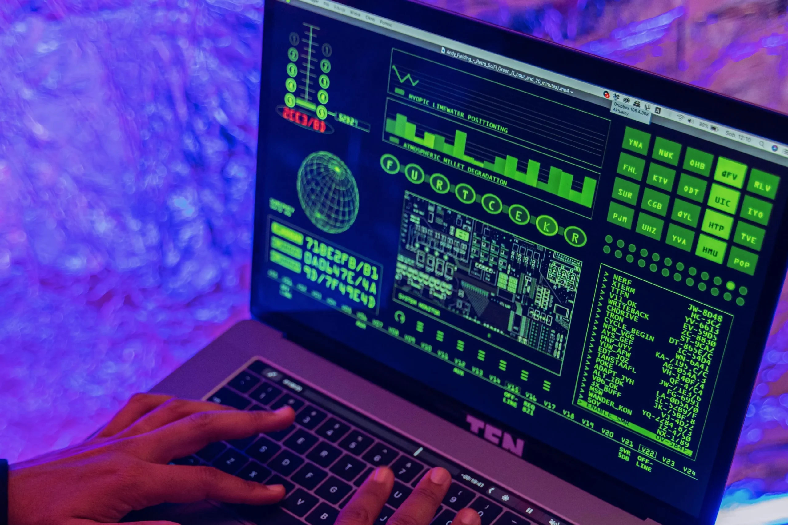 Laptop screen displaying a planned maintenance system data dashboard
